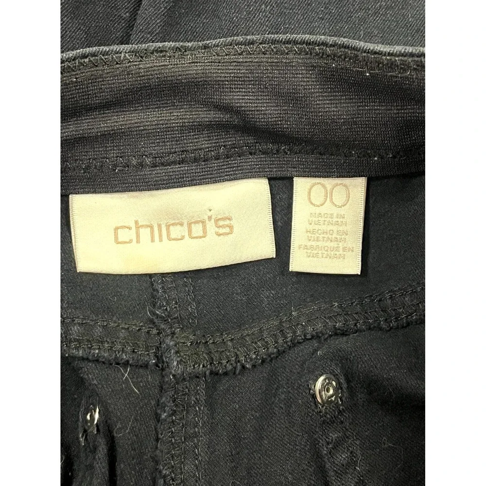 Chicos Bermuda Shorts Womens 00 Black Cotton Stretch Low Rise Casual‎ Wear